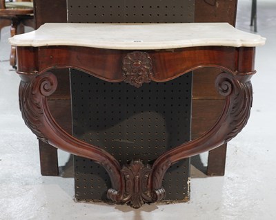 Lot 866 - A VICTORIAN SHAPED MARBLE TOPPED CONSOLE TABLE