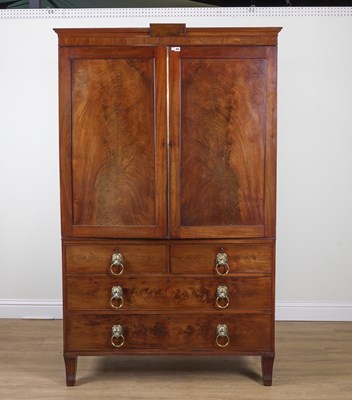 Lot 868 - A REGENCY MAHOGANY LINEN PRESS