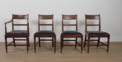 Lot 869 - A SET OF FOUR GEORGE IV MAHOGANY DINING CHAIRS (4)