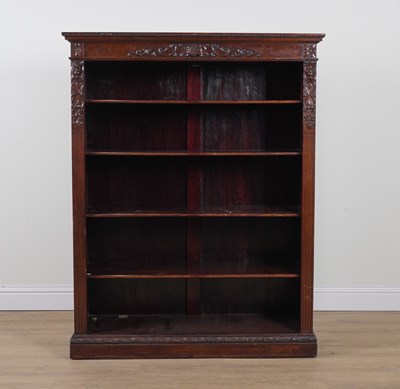 Lot 870 - A VICTORIAN MAHOGANY OPEN BOOKCASE