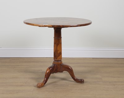 Lot 872 - A 19TH CENTURY YEW WOOD SNAP TOP OCCASIONAL TABLE