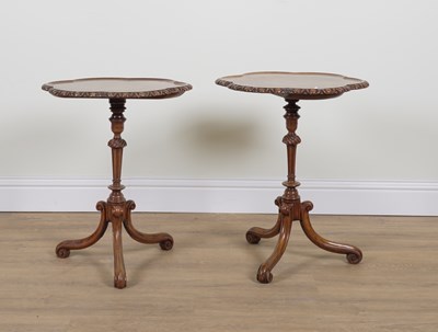 Lot 909 - A PAIR OF LATE VICTORIAN MAHOGANY TRIPOD TABLES (2)