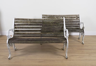 Lot 920 - A SUITE OF WHITE PAINTED CAST ALUMINIUM GARDEN SEAT FURNITURE (5)