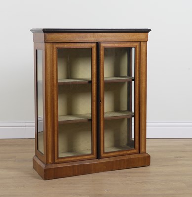 Lot 931 - A VICTORIAN WALNUT GLAZED TWO DOOR CABINET