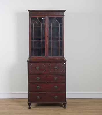 Lot 934 - A GEORGE III MAHOGANY SECRETAIRE BOOKCASE