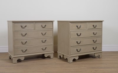 Lot 936 - A PAIR OF GREY PAINTED FIVER DRAWER SIDE CHESTS (2)