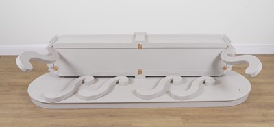 Lot 943 - A MODERN GREY PAINTED LOW CONSOLE TABLE