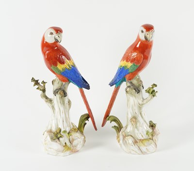 Lot 1001 - A LARGE PAIR OF MEISSEN PORCELAIN PARROTS (2)