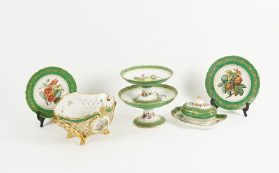 Lot 1030 - A PARIS PORCELAIN GREEN-GROUND PART DESSERT SERVICE (59)