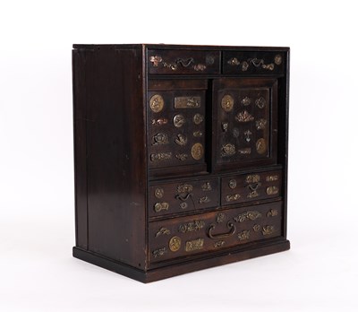 Lot 710 - AN EARLY 20TH CENTURY JAPANESE HARDWOOD TABLE CABINET (2)
