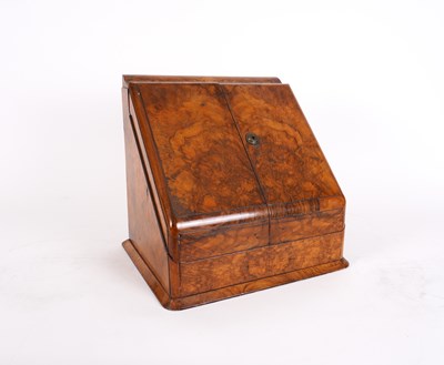 Lot 713 - A VICTORIAN WALNUT SLOPE FRONTED DESK TIDY