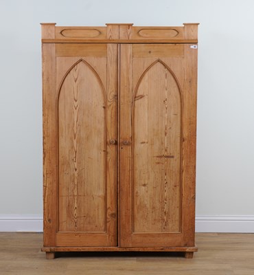 Lot 851 - A 19TH CENTURY CONTINENTAL PINE TWO DOOR WARDROBE