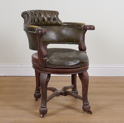 Lot 861 - A VICTORIAN OAK FRAMED DESK CHAIR