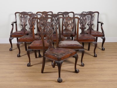 Lot 870 - A SET OF TWELVE VICTORIAN AND LATER MAHOGANY DINING CHAIRS (12)