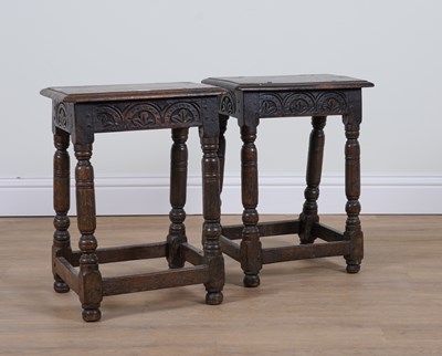 Lot 907 - A PAIR OF 17TH CENTURY OAK JOINT STOOLS (2)