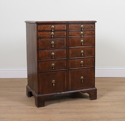 Lot 980 - AN 18TH CENTURY AND LATER WALNUT SIDE CHEST