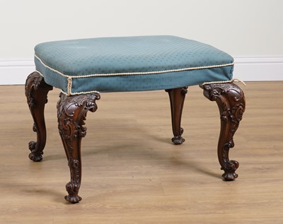 Lot 992 - A GEORGE III WALNUT SERPENTINE FOOTSTOOL