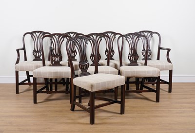 Lot 1006 - A SET OF EIGHT GEORGE III STYLE MAHOGANY DINING CHAIRS (8)