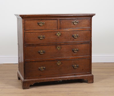 Lot 1038 - A LATE 18TH CENTURY OAK FIVE DRAWER CHEST