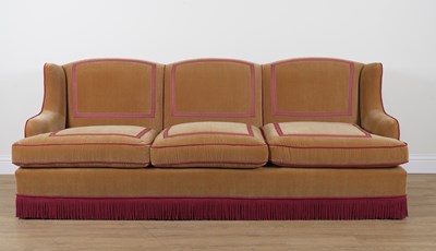 Lot 885 - INTERIOR WORKSHOPS; A BEIGE UPHOLSTERED THREE SEAT SOFA