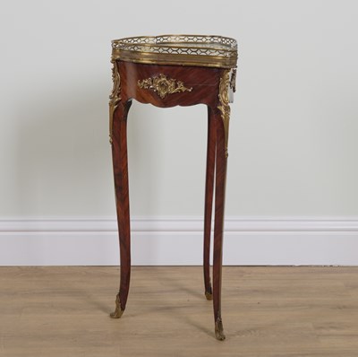 Lot 949 - A LOUIS XV STYLE GILT METAL MOUNTED MARBLE TOPPED SHAPED OCCASIONAL TABLE