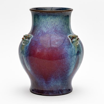 Lot 1323 - A CHINESE FLAMBE BALUSTER VASE