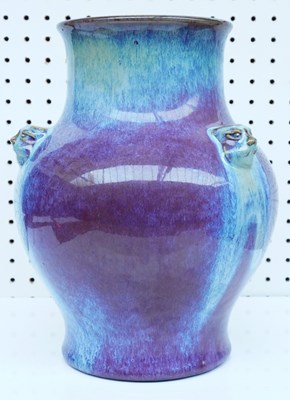 Lot 1323 - A CHINESE FLAMBE BALUSTER VASE