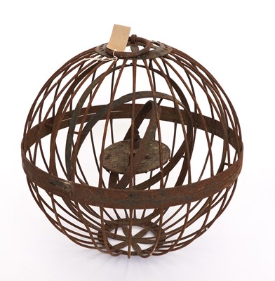 Lot 559 - A WROUGHT IRON GIMBAL WHALER’S SHIP LANTERN