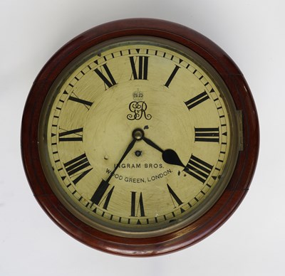 Lot 603 - INGRAM BROS: A GEORGE V MAHOGANY GOVERNMENT WALL CLOCK