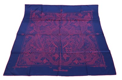 Lot 626 - HERMES: ‘LEGENDE KUNA PUEPLE DE PANAMA’ SILK SCARF BY ZOE PAUWELS
