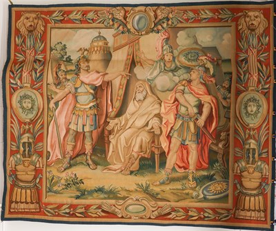 Lot 644 - A FRENCH TAPESTRY OF A CLASSICAL SCENE WITH ROMAN CENTURIONS
