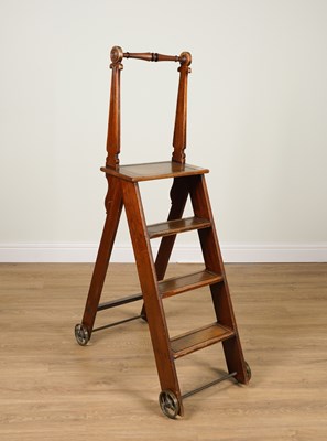 Lot 952 - A SET OF WILLIAM IV MAHOGANY A-FRAME LIBRARY STEPS