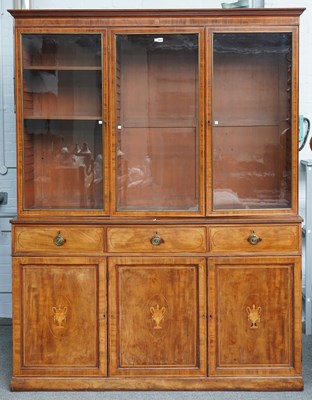 Lot 1010 - EDWARDS AND ROBERTS; A GEORGE III INLAID MAHOGANY BOOKCASE CABINET
