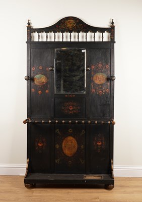 Lot 1041 - AN EARLY 20TH CENTURY FRENCH PAINTED MIRROR BACK  HALL STAND