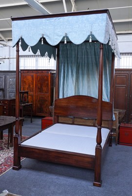 Lot 1140 - A MODERN MAHOGANY FOUR POSTER BED WITH TURNED FOOT COLUMNS