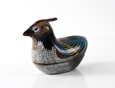 Lot 1270 - A CHINESE CLOISONNÉ DUCK BOX AND COVER (2)
