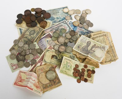 Lot 1411 - A COLLECTION OF FOREIGN COINS AND BANK NOTES (QTY)