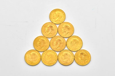 Lot 1455 - TEN GEORGE V SOVEREIGNS VARIOUS DATES  (10)
