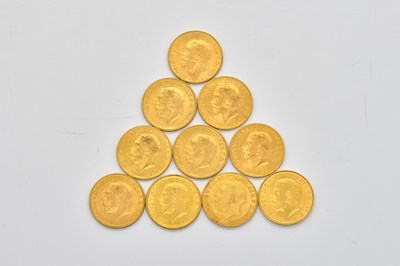 Lot 1456 - TEN GEORGE V SOVEREIGNS VARIOUS DATES (10)