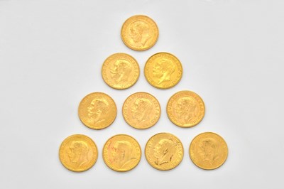 Lot 1468 - TEN GEORGE V SOVEREIGNS VARIOUS DATES (10)