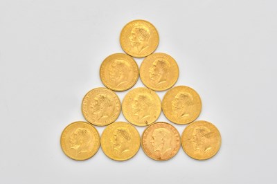 Lot 1474 - TEN GEORGE V SOVEREIGNS VARIOUS DATES  (10)