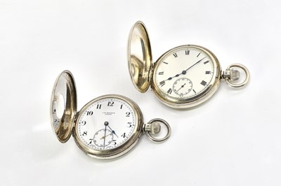 Lot 1728 - TWO SILVER CASED KEYLESS WIND POCKET WATCHES (2)
