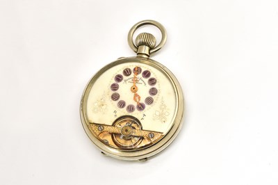 Lot 1730 - A HEBDOMAS PATENT 8 DAYS KEYLESS WIND POCKET WATCH