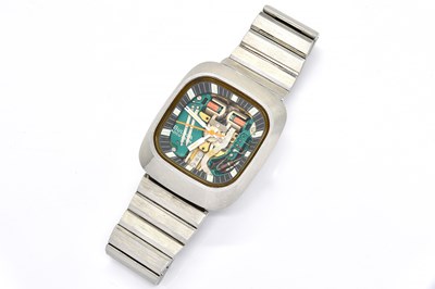 Lot 1737 - A BULOVA ACCUTRON "SPACEVIEW" GENTLEMAN'S STAINLESS STEEL BRACELET WRISTWATCH