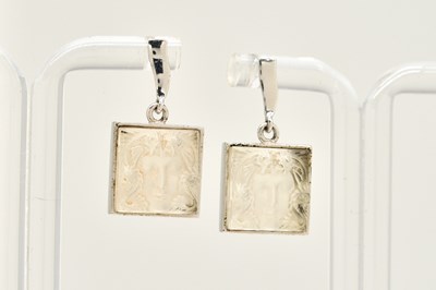 Lot 1907 - A PAIR OF SILVER MOUNTED LALIQUE GLASS 'ARETHUSE' EARRINGS