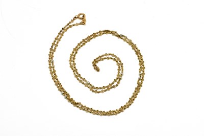 Lot 1908 - A GOLD GUARD CHAIN SET WITH PEARLS