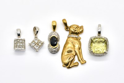 Lot 1920 - FIVE DIAMOND SET PENDANTS (5)