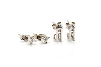 Lot 1928 - TWO PAIRS OF DIAMOND EARSTUDS (2)